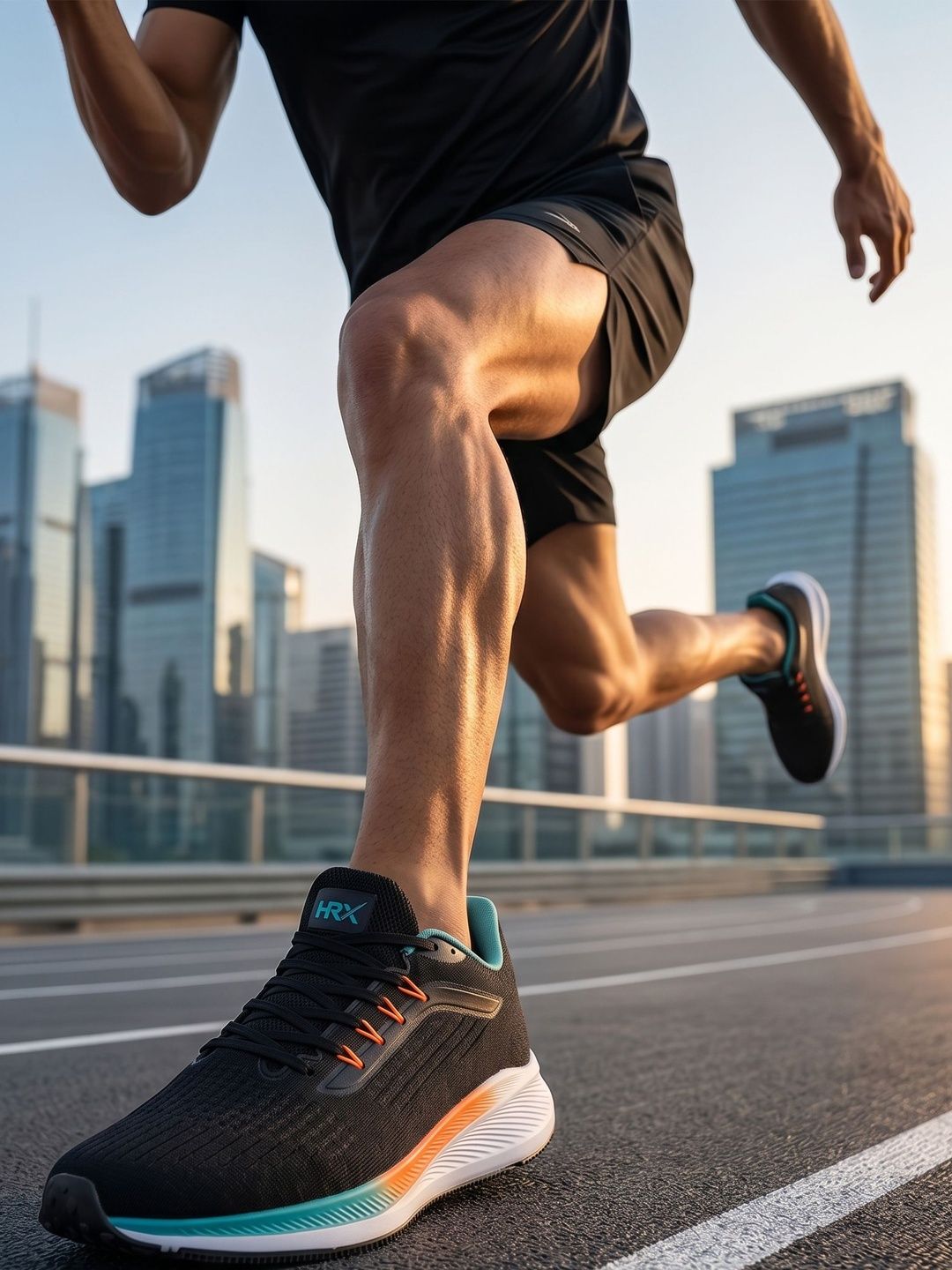 HRX by Hrithik Roshan Men Black & Teal Green Zoom Mesh Running Shoes
