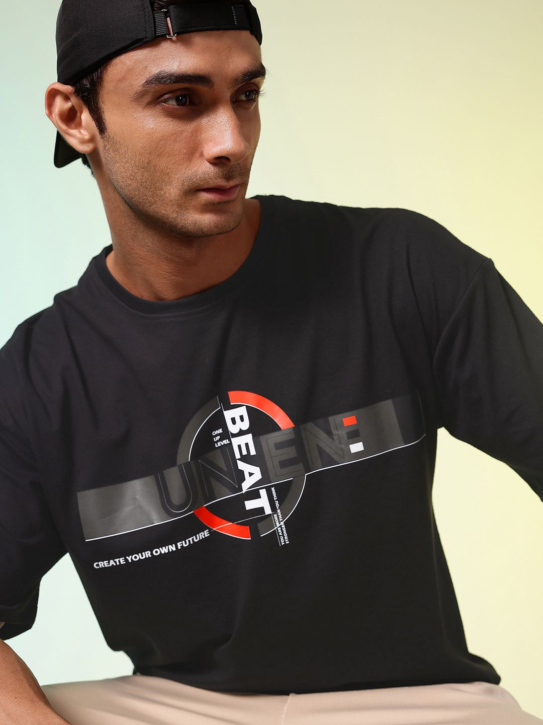 HRX by Hrithik Roshan Men Printed Drop-Shoulder Sleeves Oversized Pure Cotton T-shirt