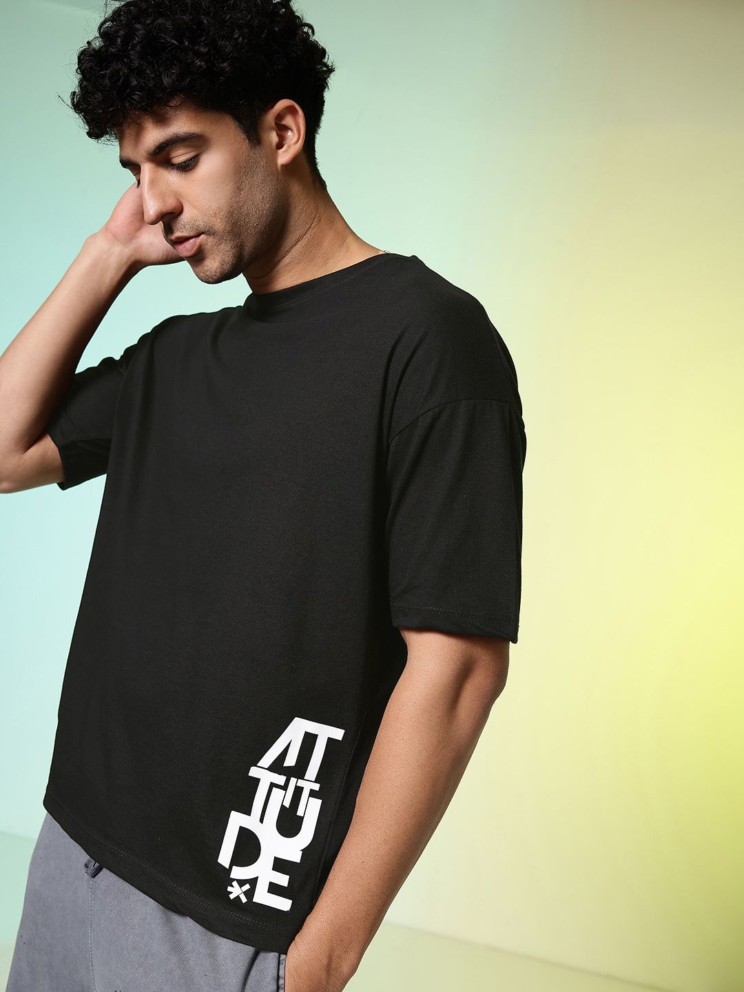 HRX by Hrithik Roshan Typography Printed Drop-Shoulder Sleeves Pure Cotton Relaxed T-shirt
