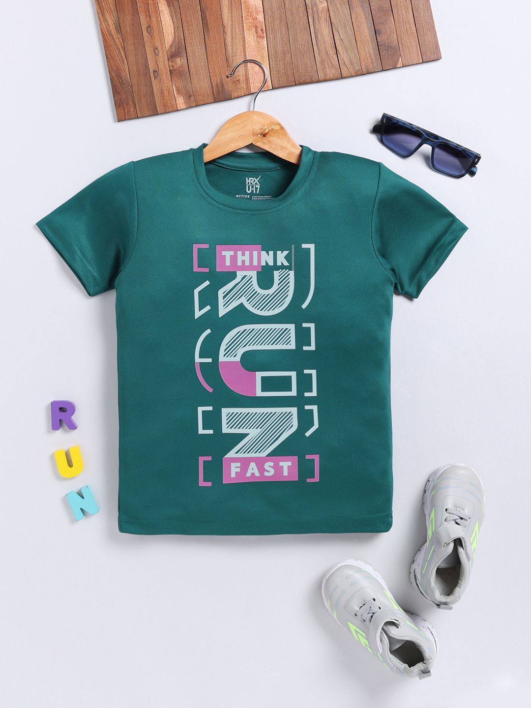 HRX by Hrithik Roshan HRX by Hrithik Roshan Boys Typography Printed Dry Fit T-shirt