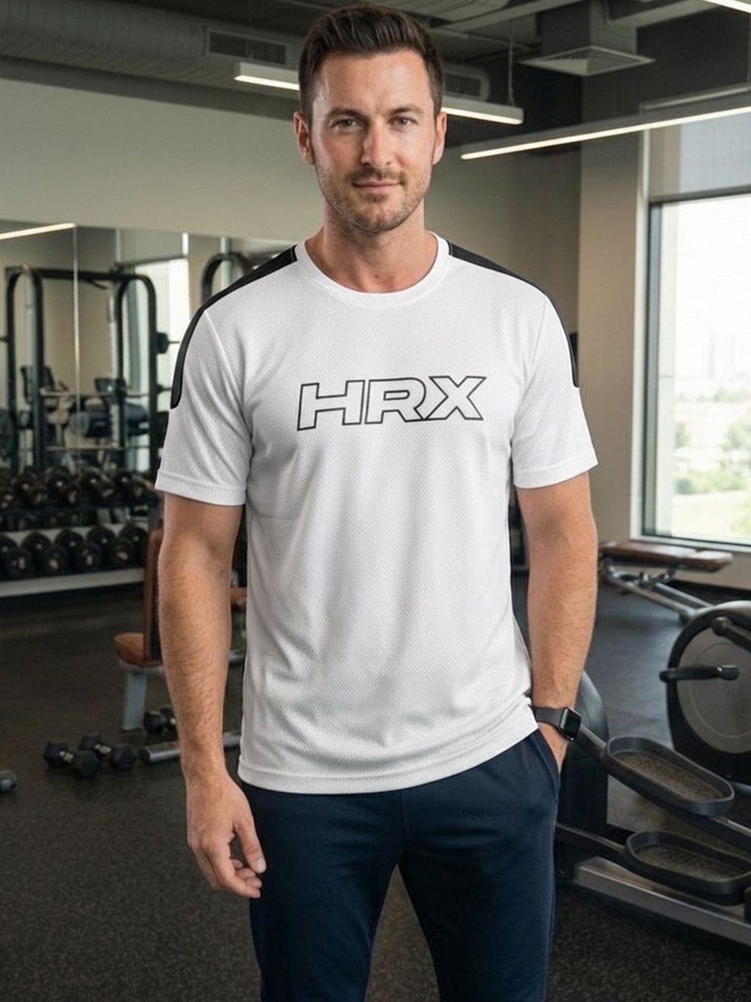 HRX by Hrithik Roshan Brand Logo Colourblocked Round Neck Regular Fit T-shirt