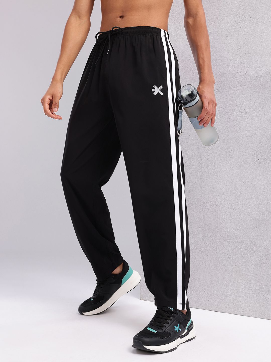 HRX by Hrithik Roshan Rapid-Dry Track Pants With Side Striped Detail