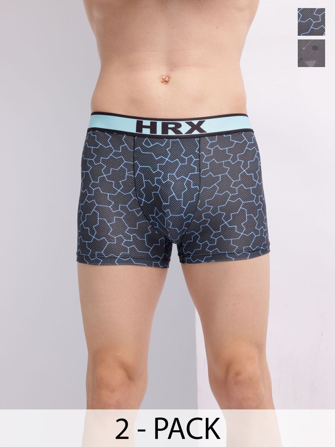 HRX by Hrithik Roshan Pack Of 2 Printed Short Trunks HTO-PV-Print-102-111-S