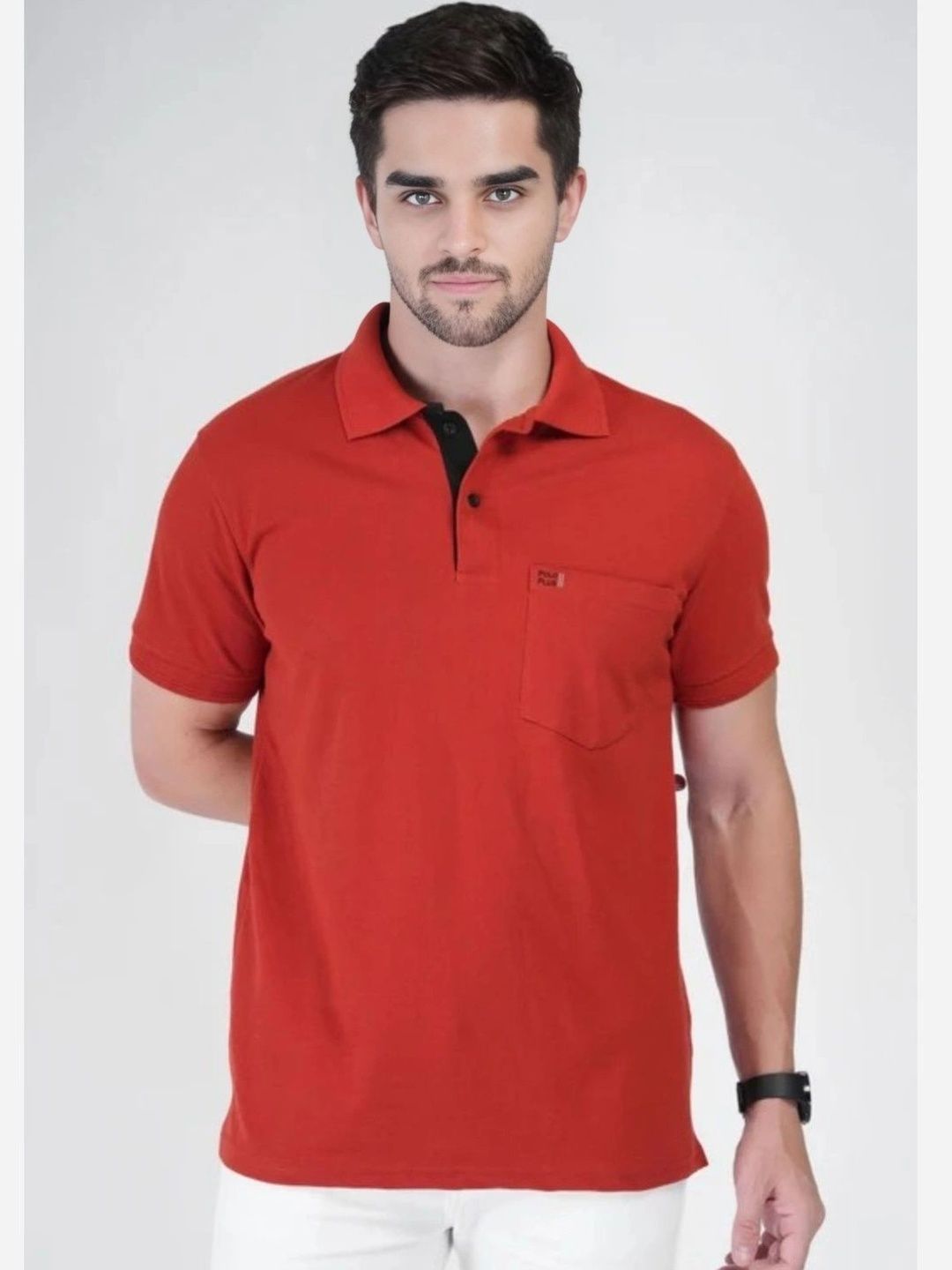 FLORA SHINE Men Polo Collar Pockets Slim Fit T-shirt