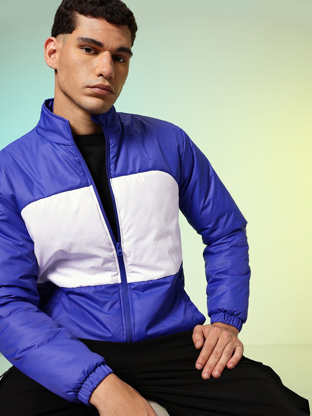 HRX by Hrithik Roshan Colourblocked Mock Collar Puffer Jacket