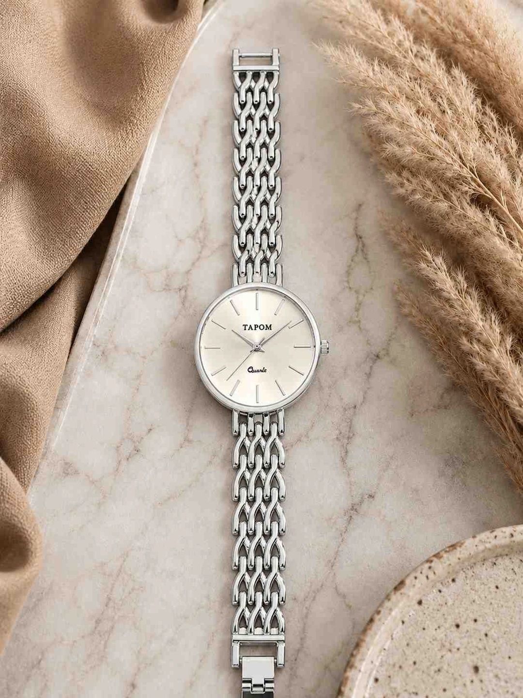 TAPOM TAPOM Women Dial & Bracelet Style Straps Analogue Watch TPM-ROUND-W-BRTL-NEW-SLV-11