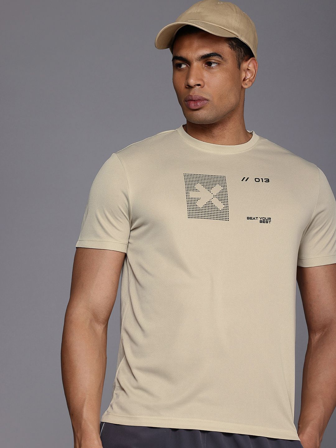 HRX by Hrithik Roshan Brand Logo Printed Rapid Dry Antimicrobial Finish Running T-shirt