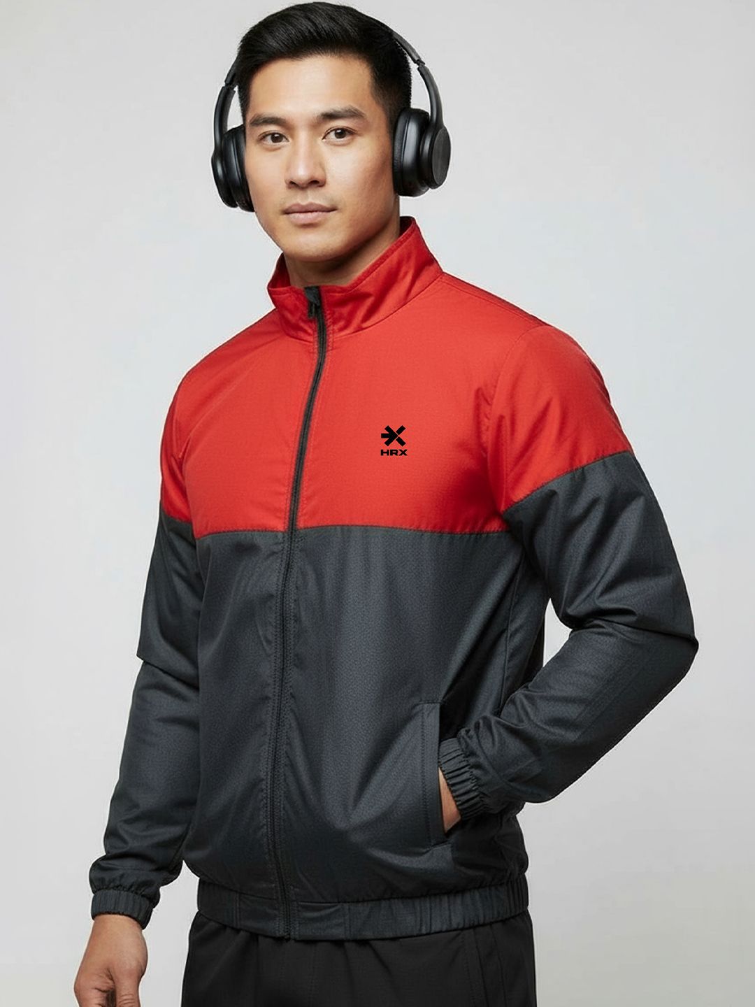 HRX by Hrithik Roshan Men Mock Collar Colourblocked Sporty Jacket