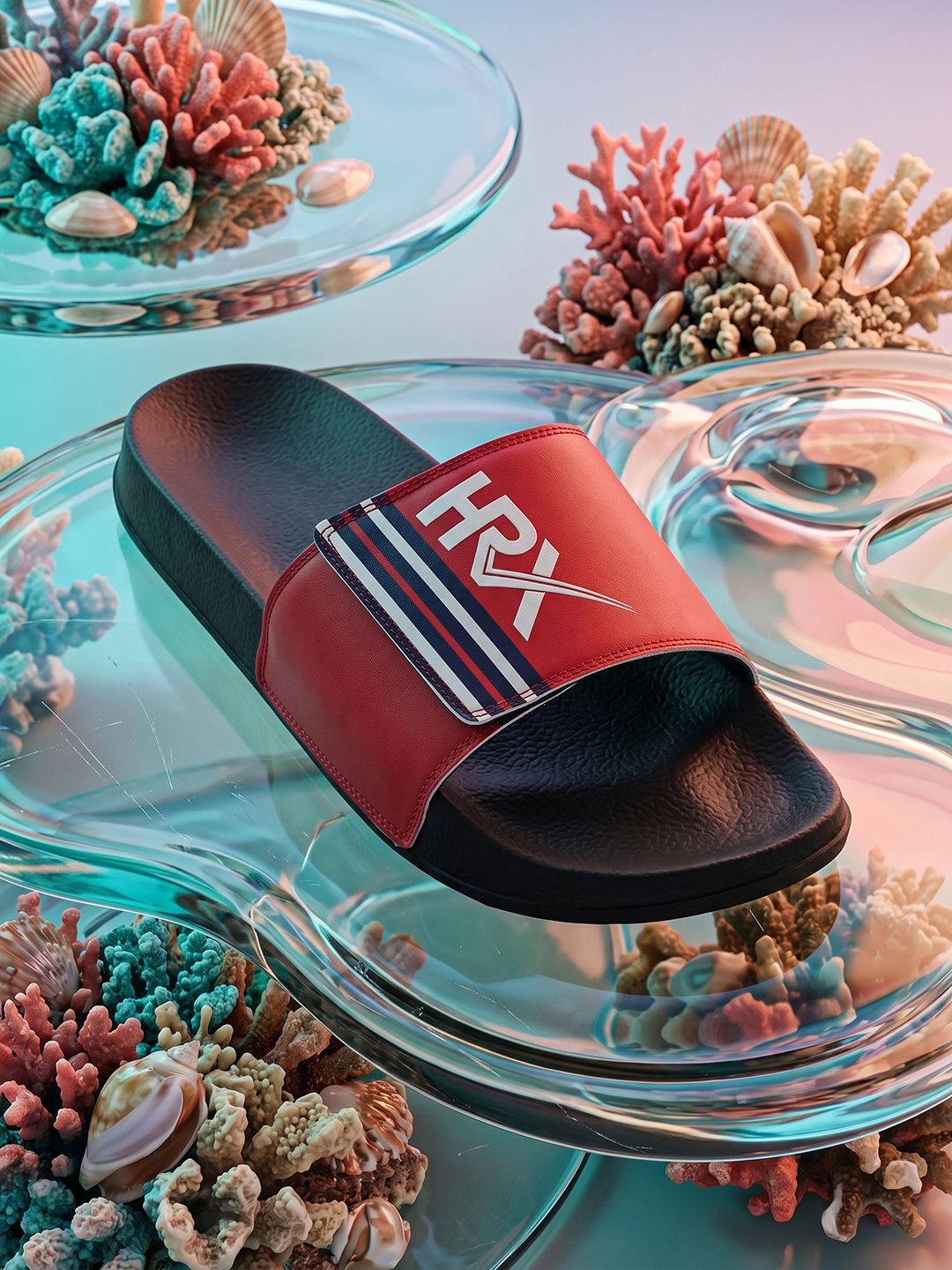 HRX by Hrithik Roshan Men Red & White Printed Sliders