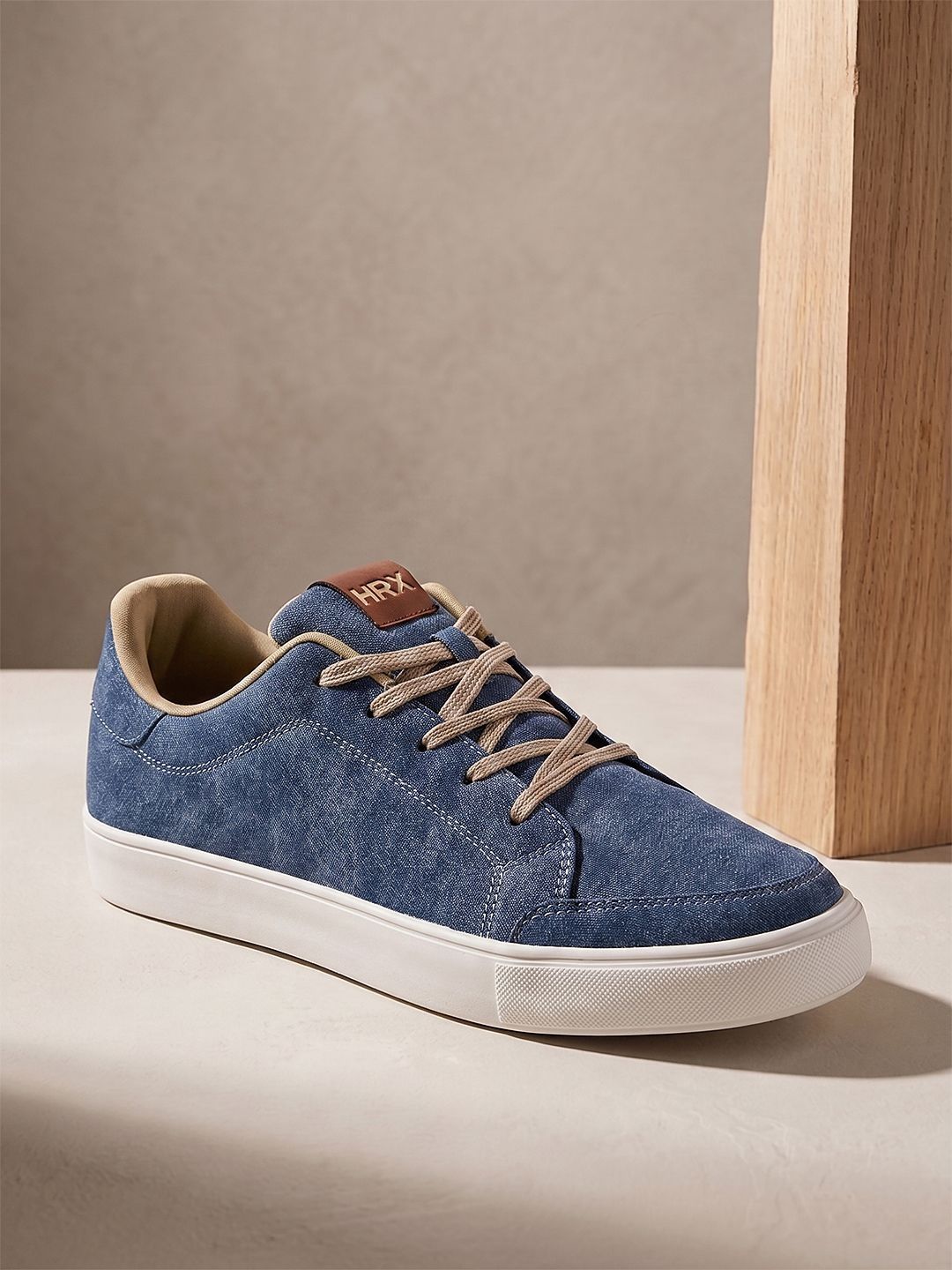 HRX by Hrithik Roshan Men Blue Textured Denim Regular Sneakers
