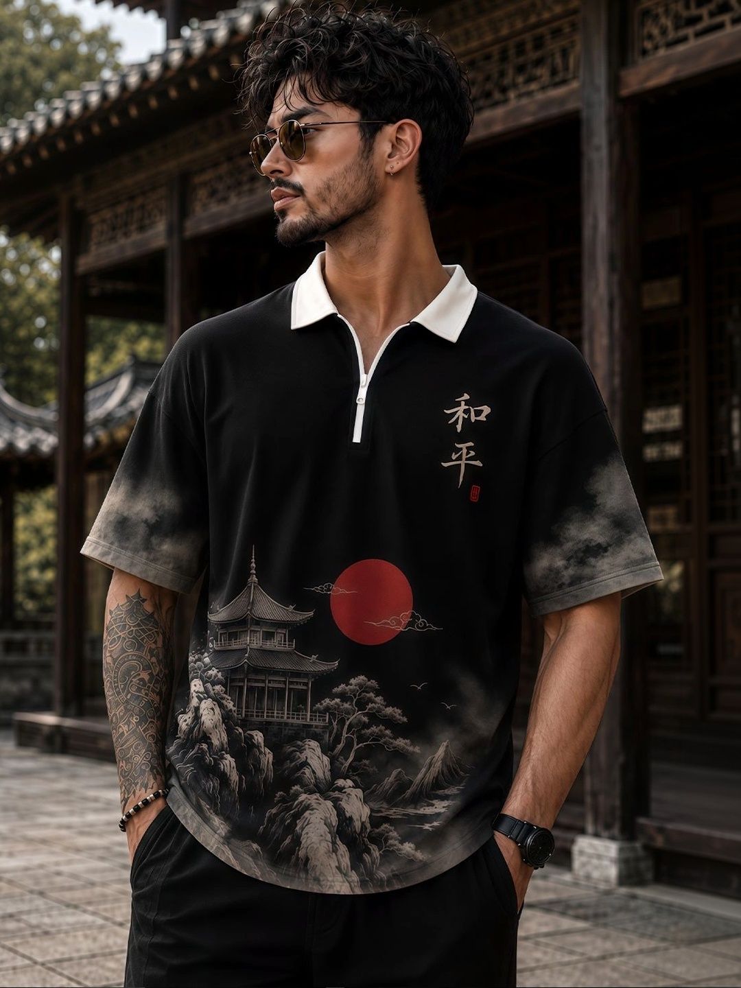Force Men Printed Polo Collar T-shirt