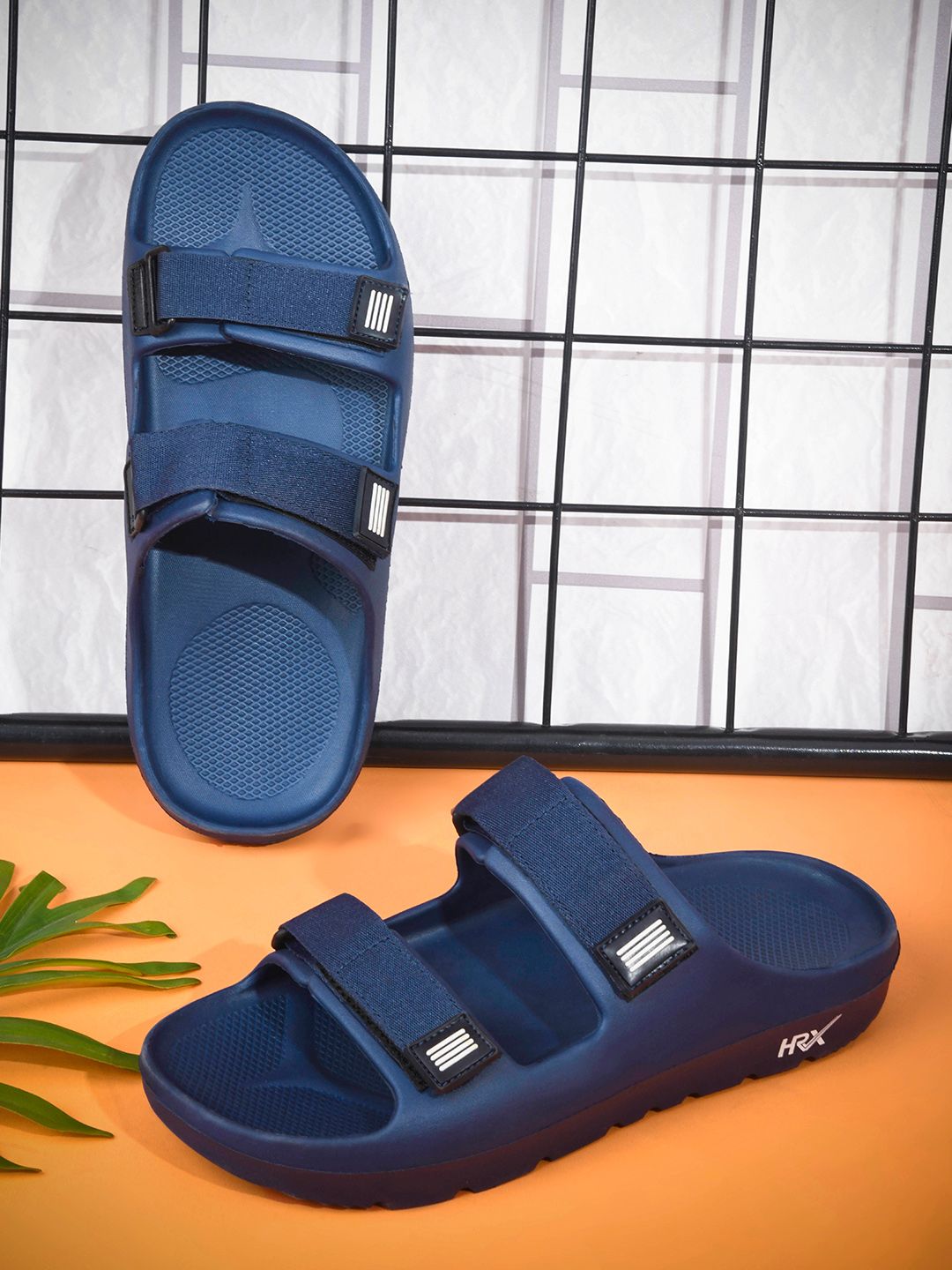 HRX by Hrithik Roshan Men Navy Blue Rubber Sliders