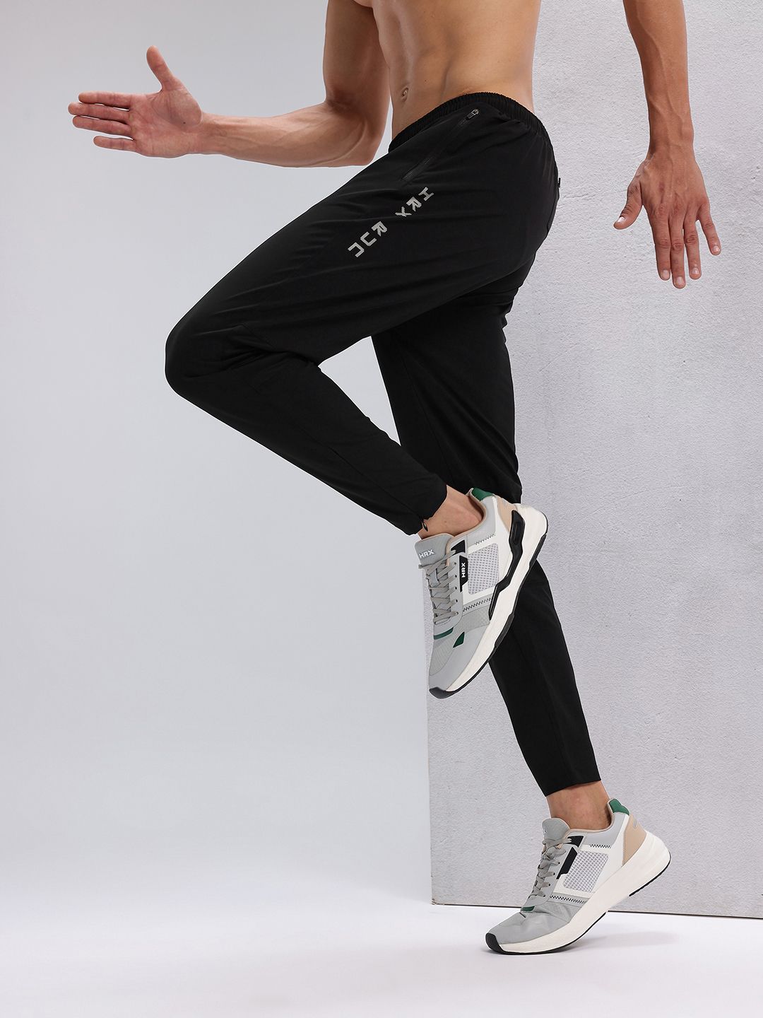 HRX by Hrithik Roshan Men Typography Print Panelled Mid-Rise Rapid-Dry Running Track Pants