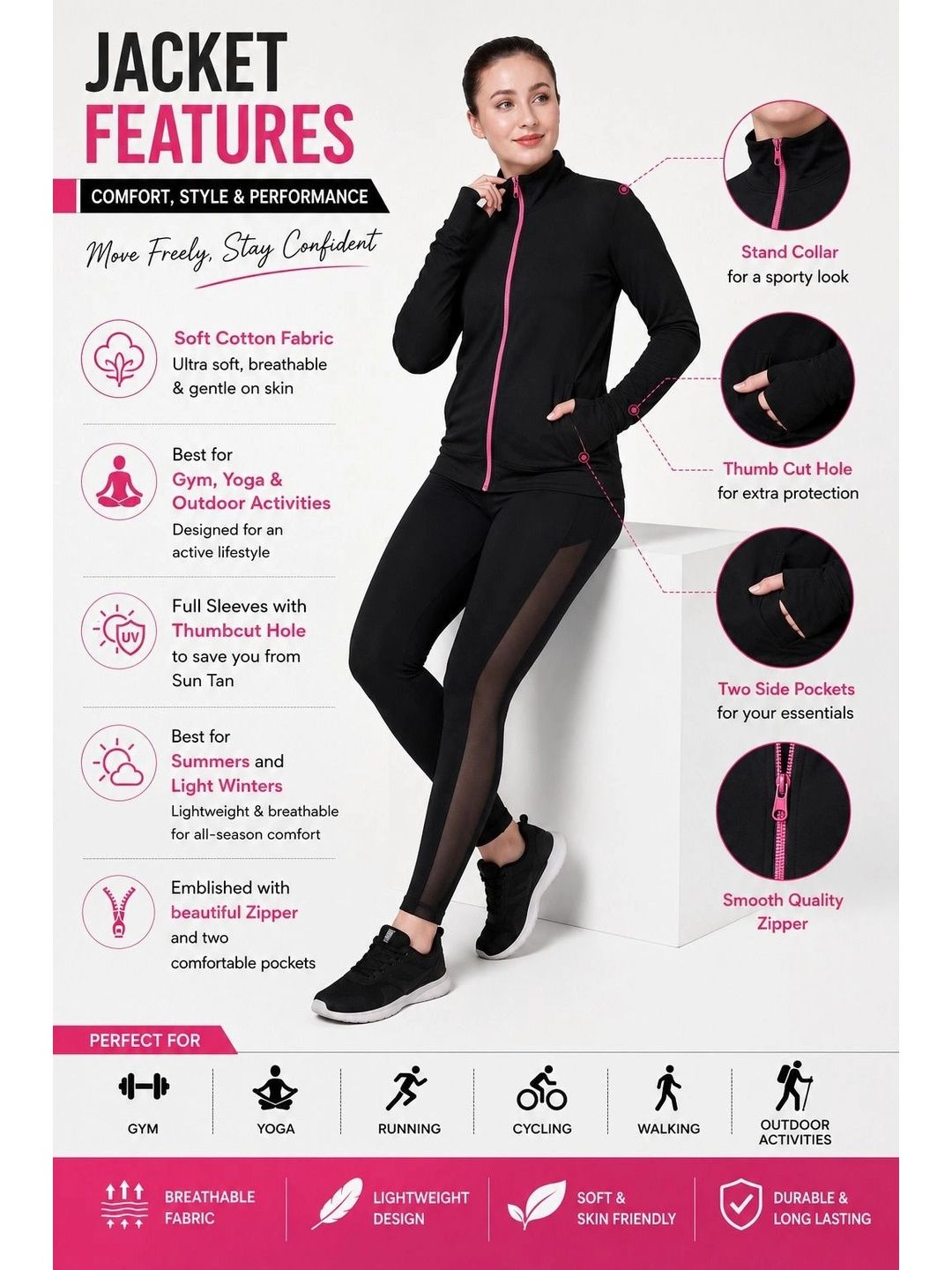 PALOMI Women Lightweight Training or Gym Sporty Jacket