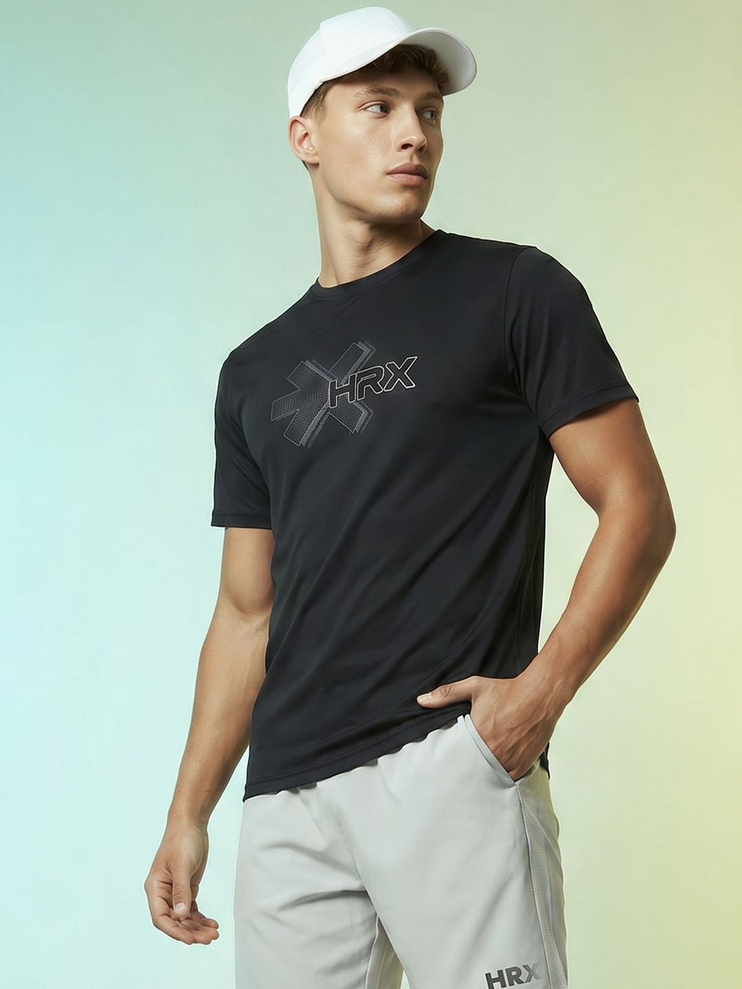 HRX by Hrithik Roshan Brand Logo Printed Rapid Dry Training T-Shirt