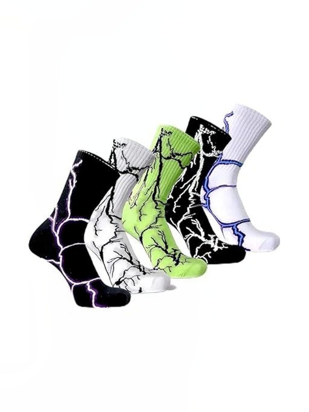 SONEEV MART Men Pack of 5 Cotton Patterned Calf Length Socks