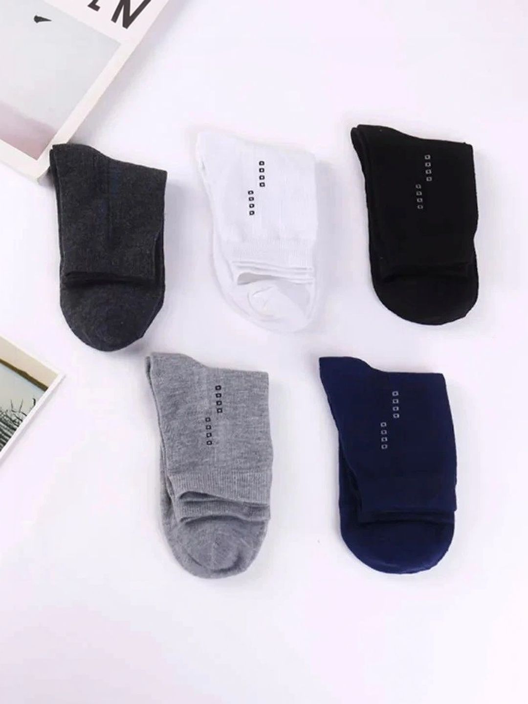 SONEEV MART Men Pack of 5 Cotton Patterned Above Ankle Socks