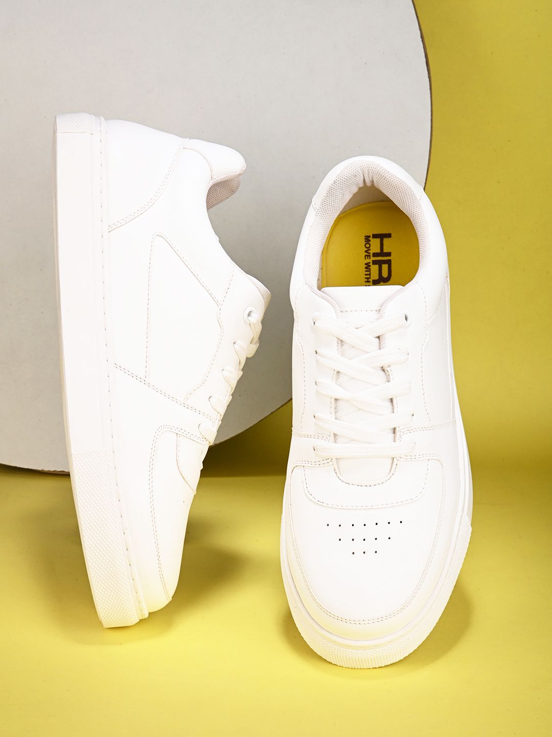 HRX by Hrithik Roshan Women White Perforations Lightweight Comfort Insole Basics Sneakers