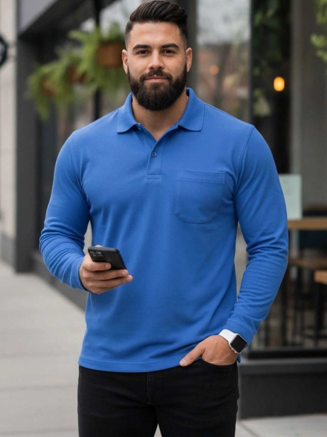 SAIKSA FASHION Men Polo Collar Pockets T-shirt