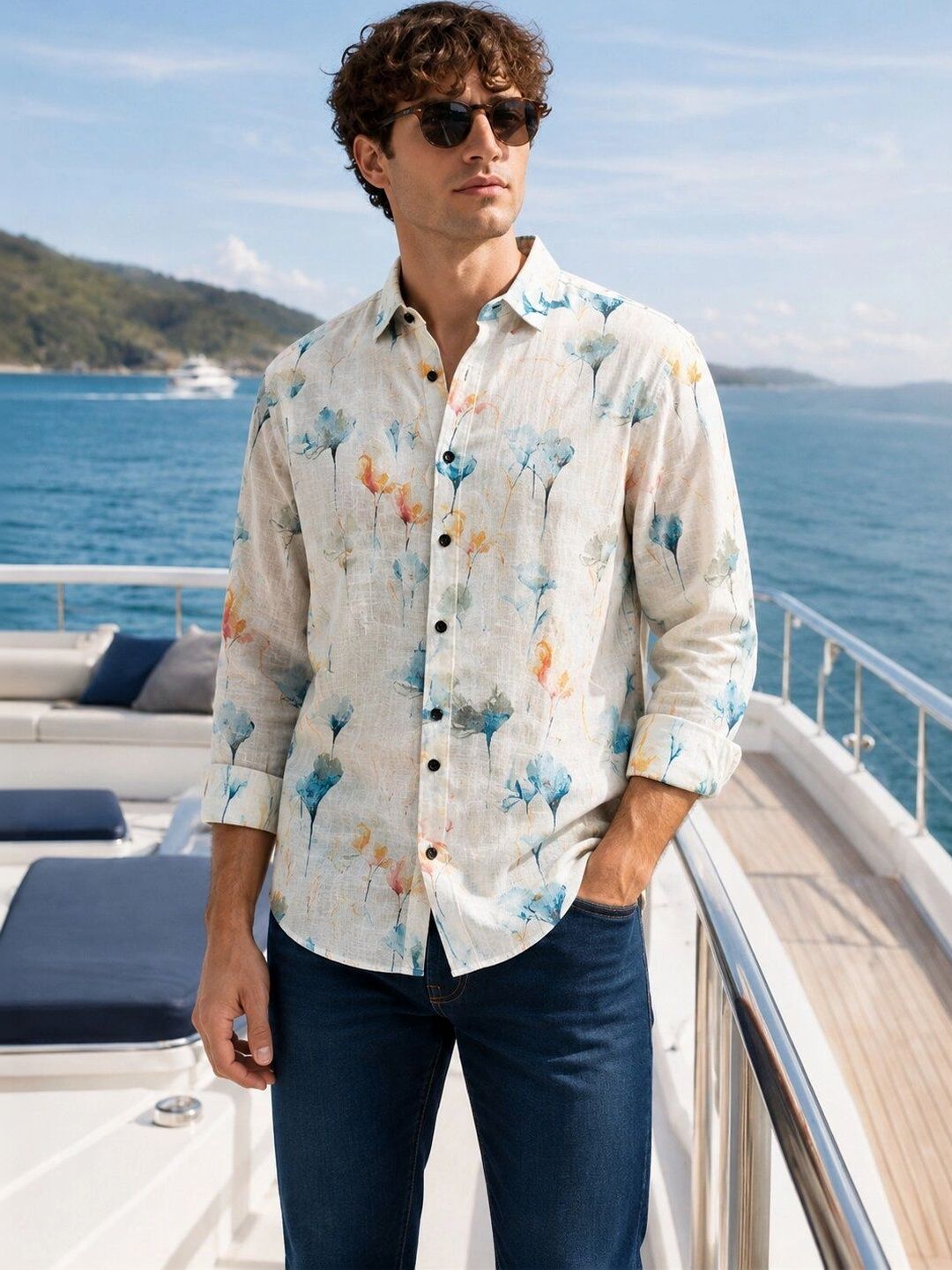 HERE&NOW Men Smart Floral Semi Sheer Printed Casual Shirt