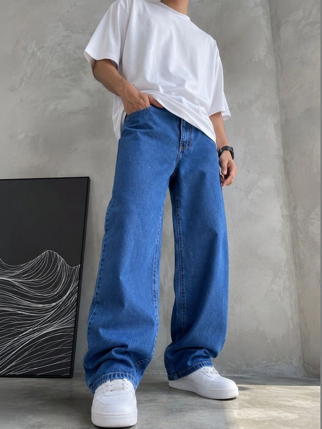 CINOCCI Men Baggy fit Mid-Rise Jeans