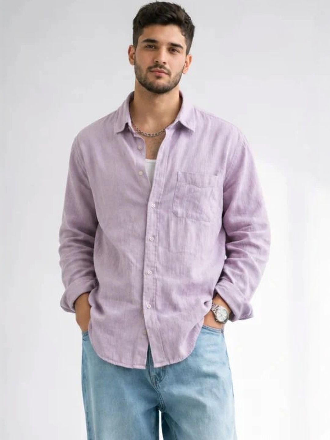 D'AVARRIO Men Relaxed Casual Shirt
