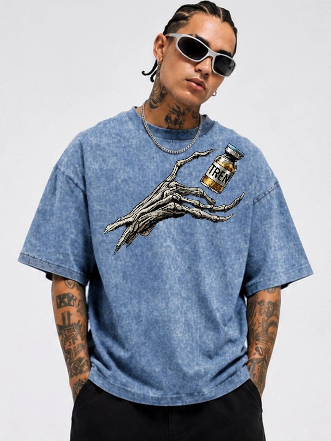 TOGS & TERRE Men Dyed Drop-Shoulder Sleeves T-shirt
