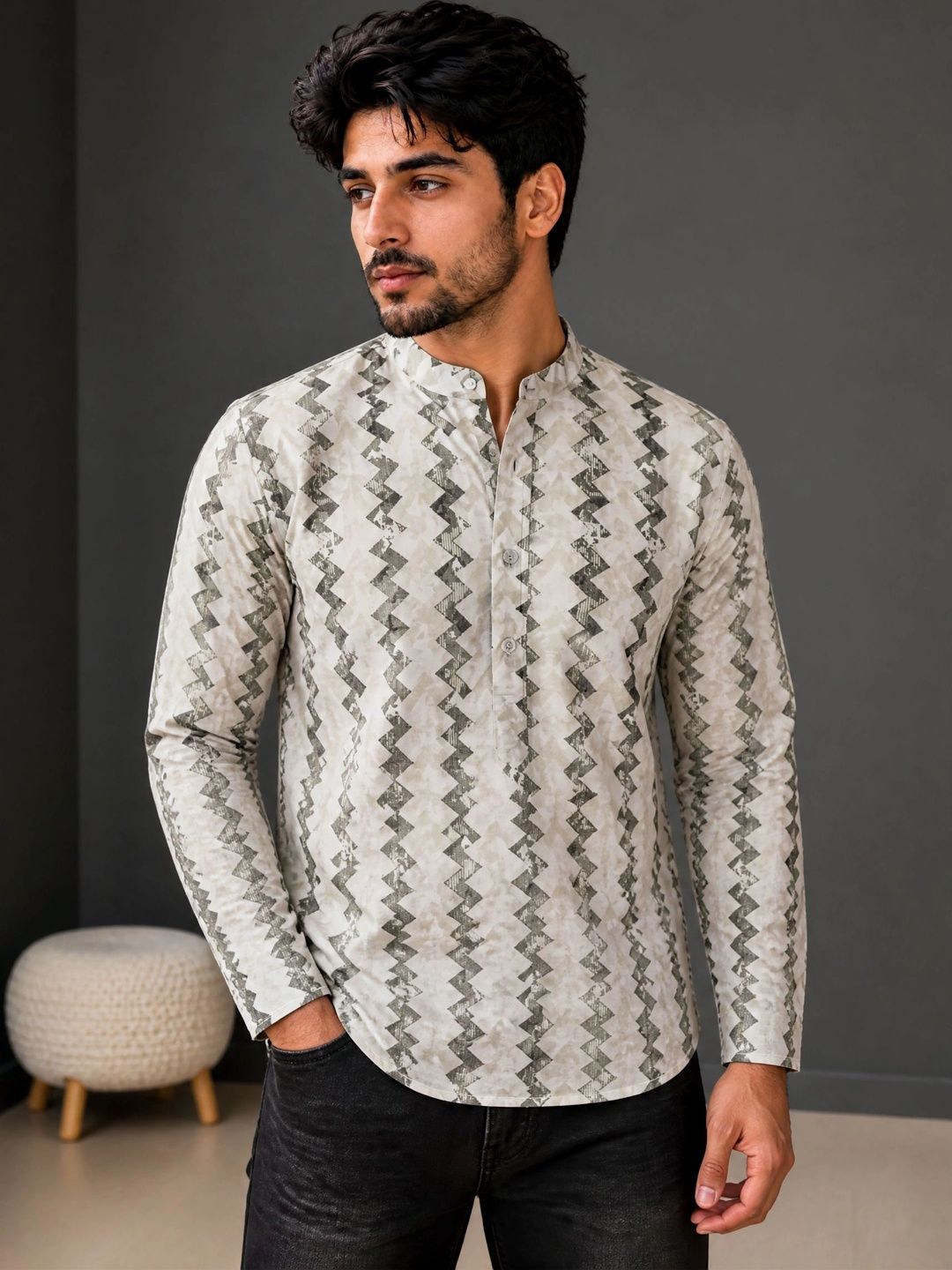 SZN Men Geometric Printed Kurta