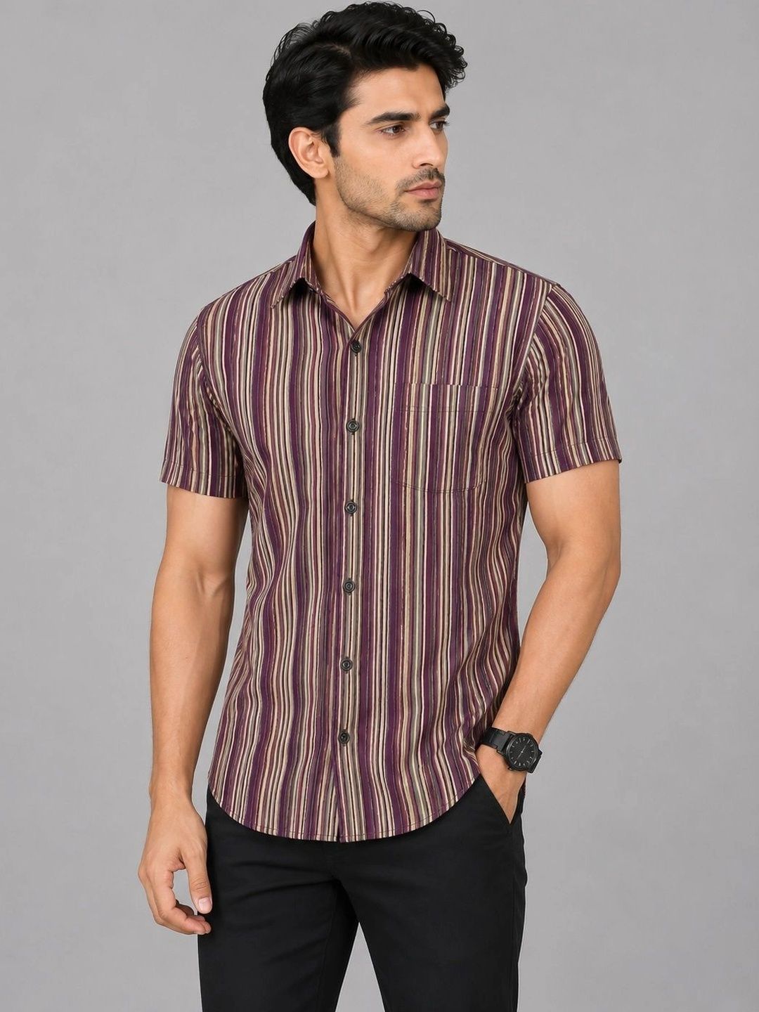 Kuraj Men Striped Casual Shirt