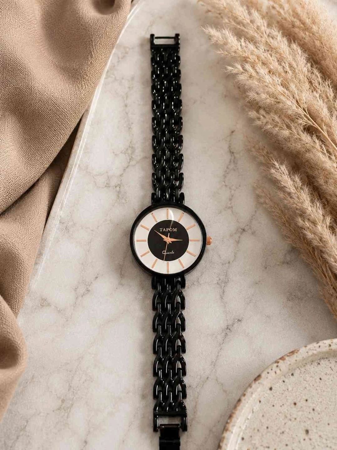 TAPOM TAPOM Women Dial & Bracelet Style Straps Analogue Watch TPM-ROUND-W-BRTL-NEW-BLK-11