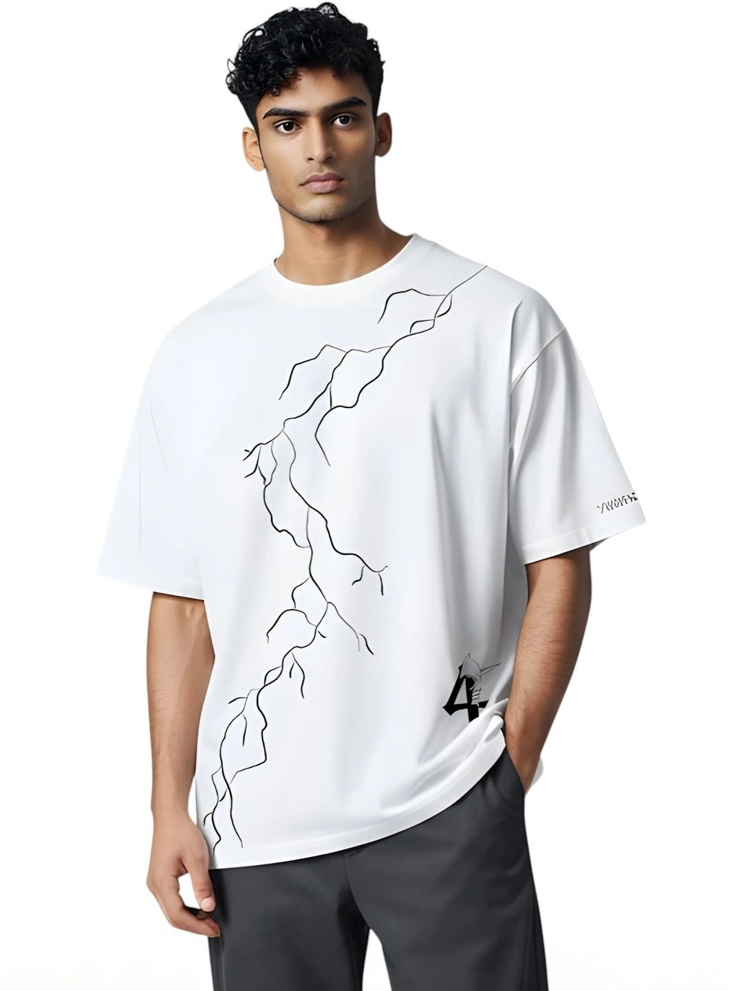 YUMECLOTHINGINDIA Unisex Printed Drop-Shoulder Sleeves T-shirt
