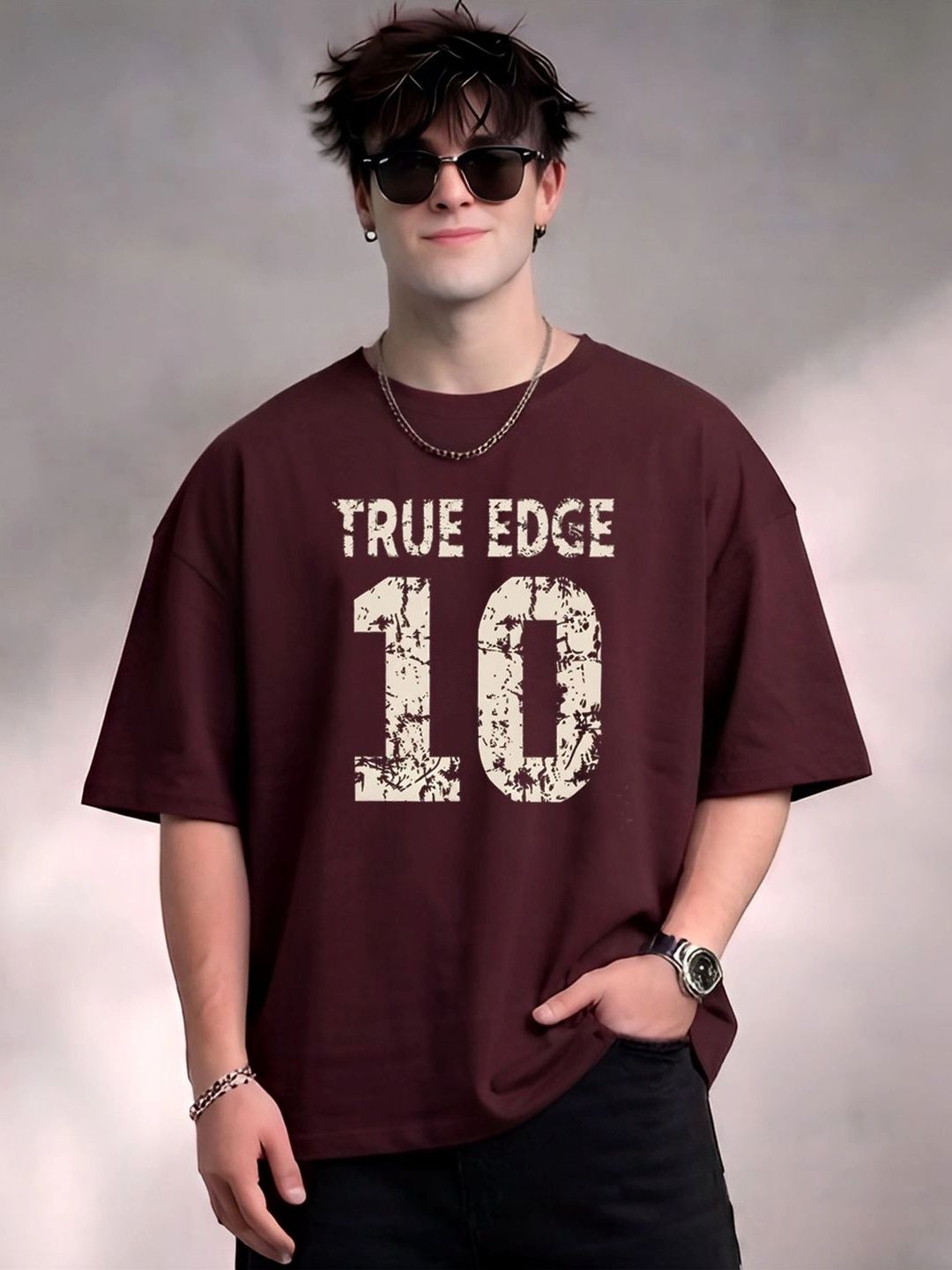 SMARTEES Men Typography Printed Drop-Shoulder Sleeves Pure Cotton T-shirt