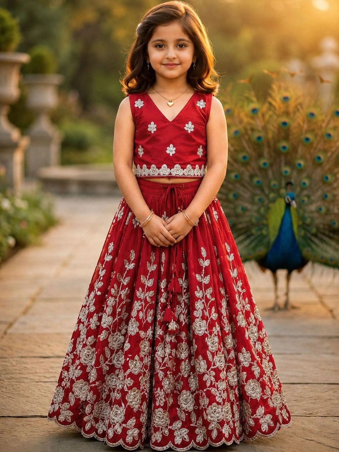 childrens indian dresses Child Red Outfits Red Indian Kids Wear: Buy Ethnic Dresses And Clothing 5 MM Sequins Embroidered Work Kids Indian Dresses | Pattu