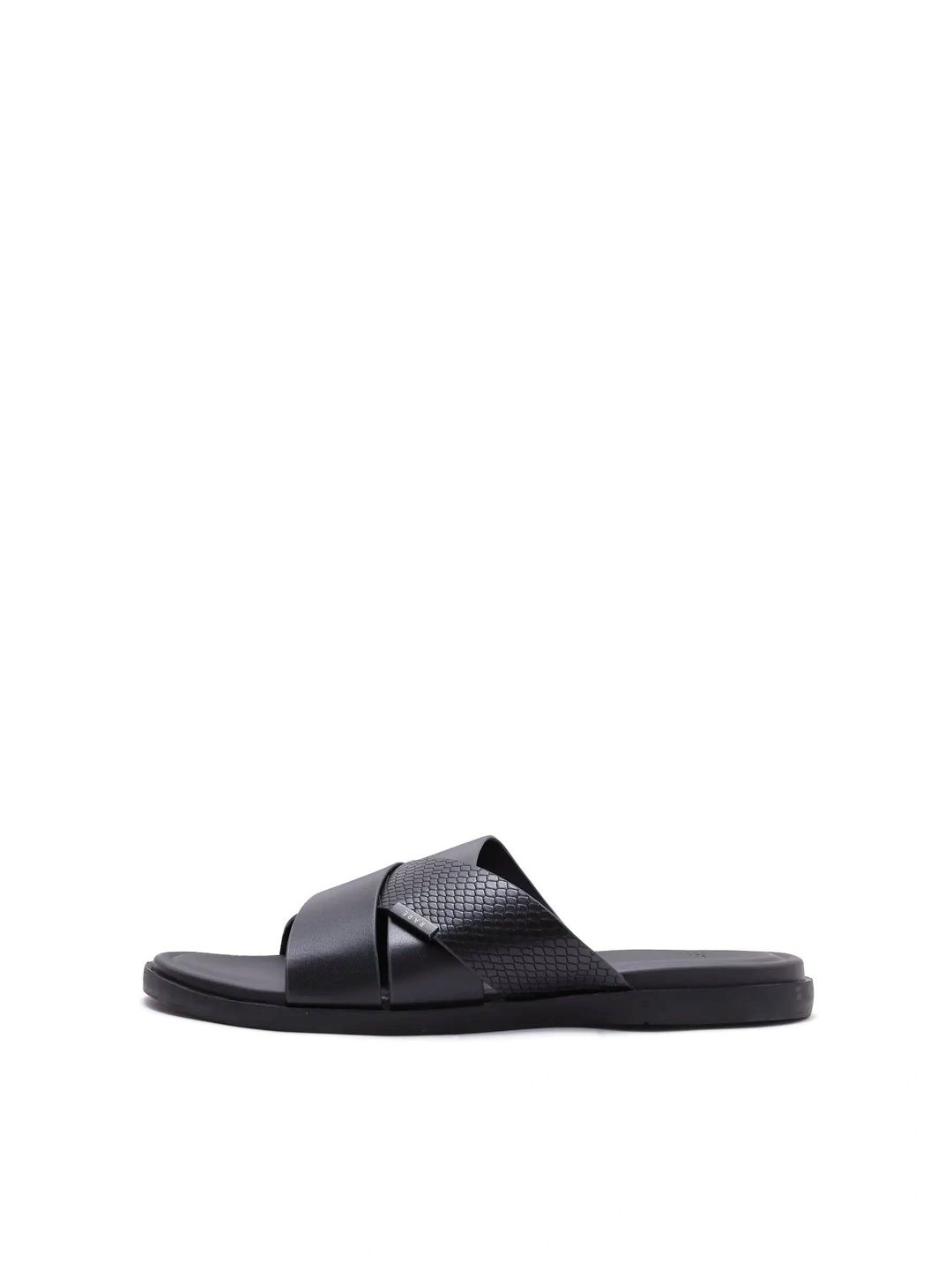 RARE RABBIT RAREZ Groove Men Black Leather Sandal