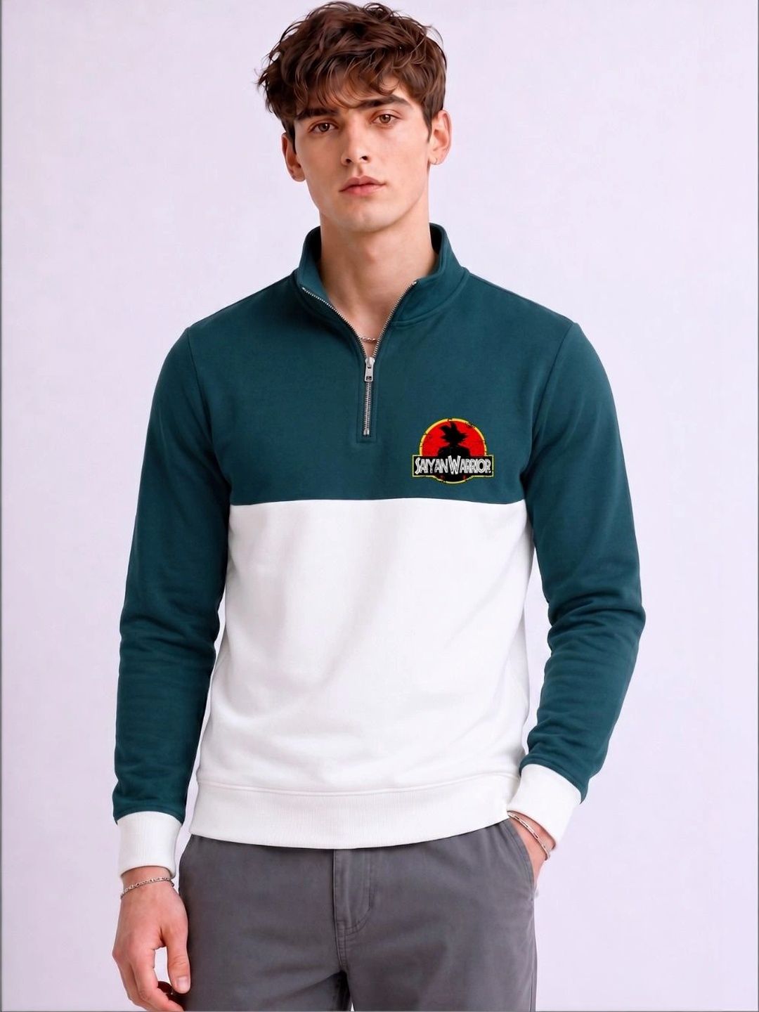 Mobox Men Colourblocked High Neck T-shirt