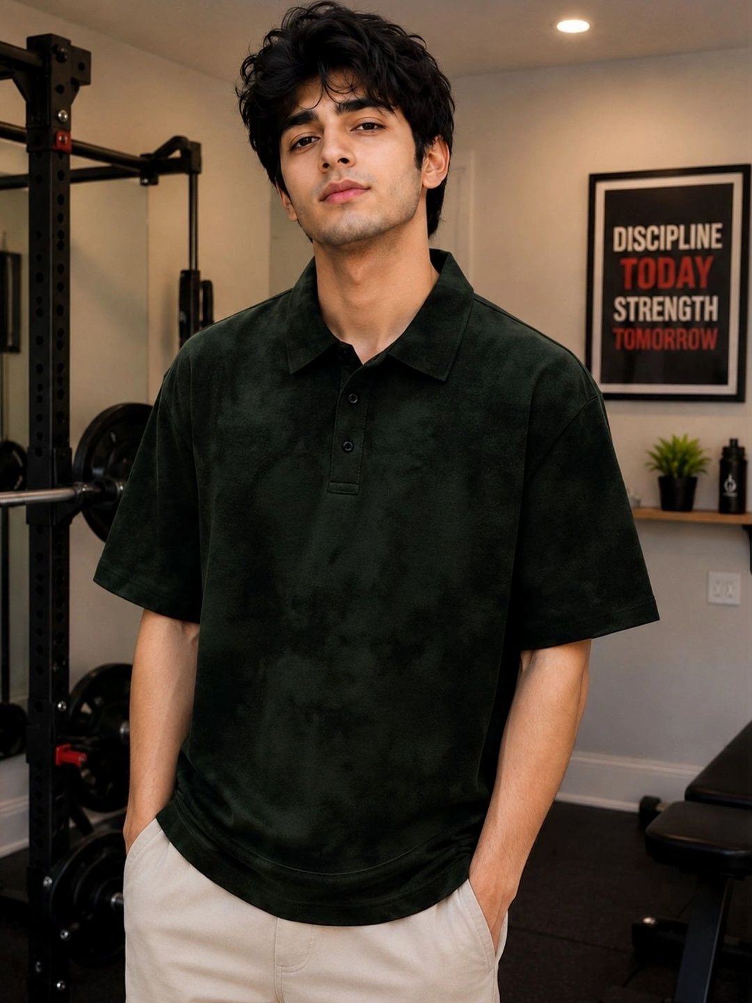 JUMPCUTS Men Tie and Dye Printed Polo Collar T-shirt