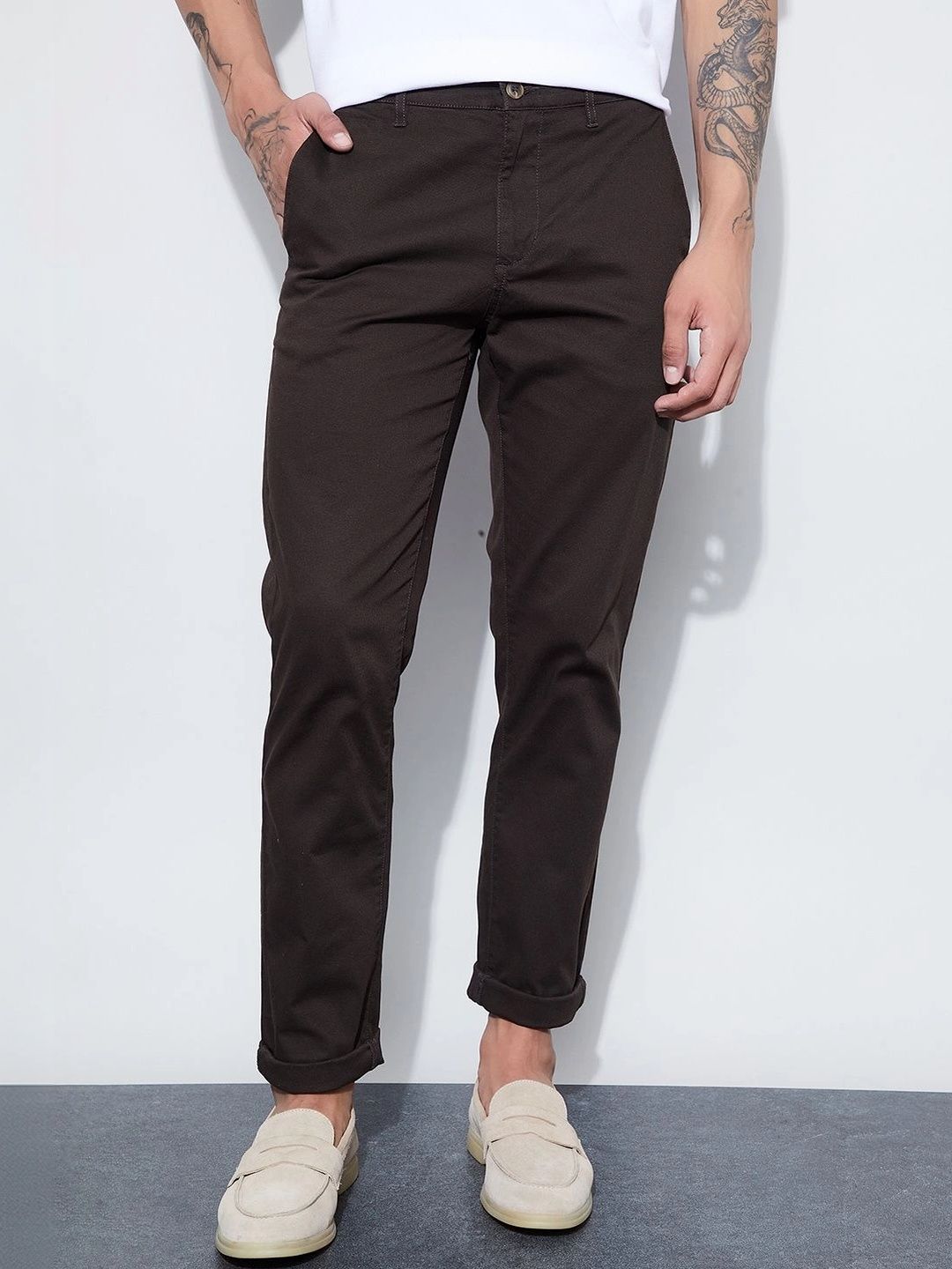 CODE by Lifestyle Men Slim Fit Easy Wash Chinos Trousers