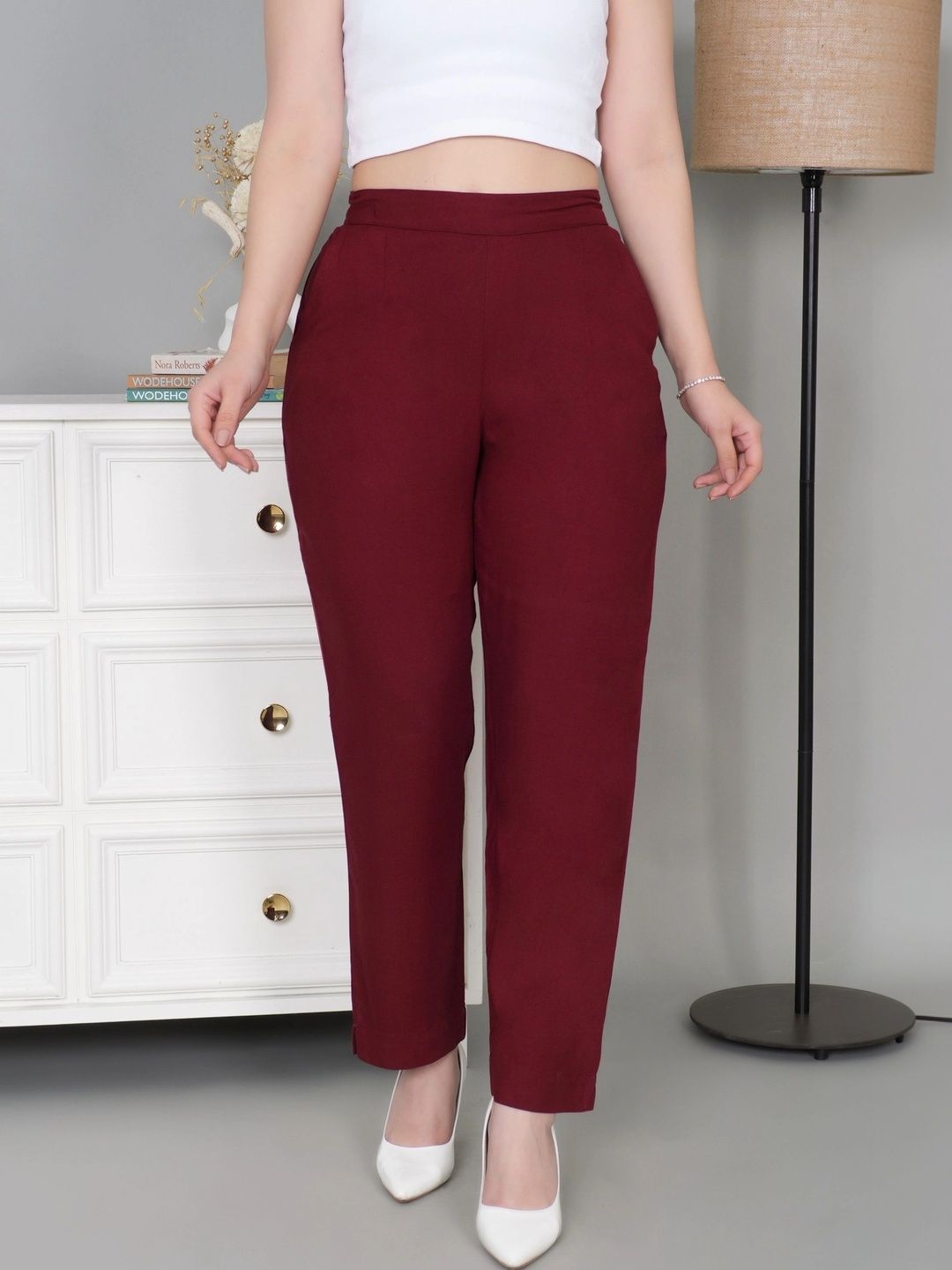 Mlada Women Relaxed High-Rise Trousers