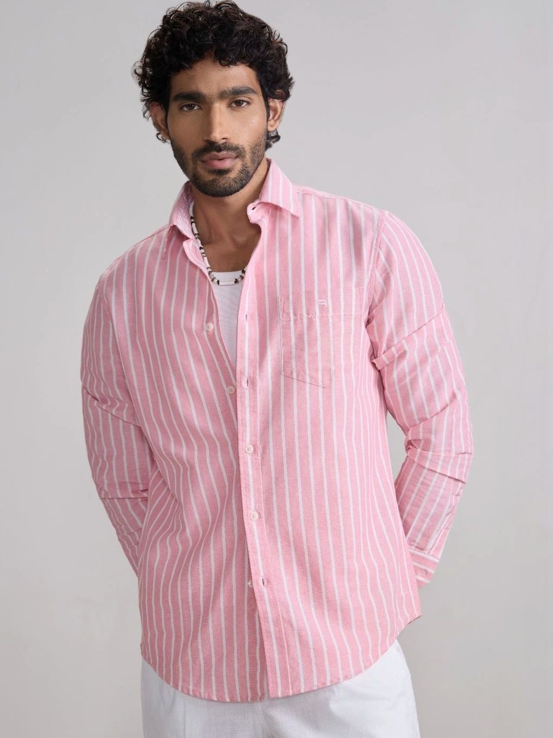 Blue Buddha Men Tailored Fit Striped Casual Shirt
