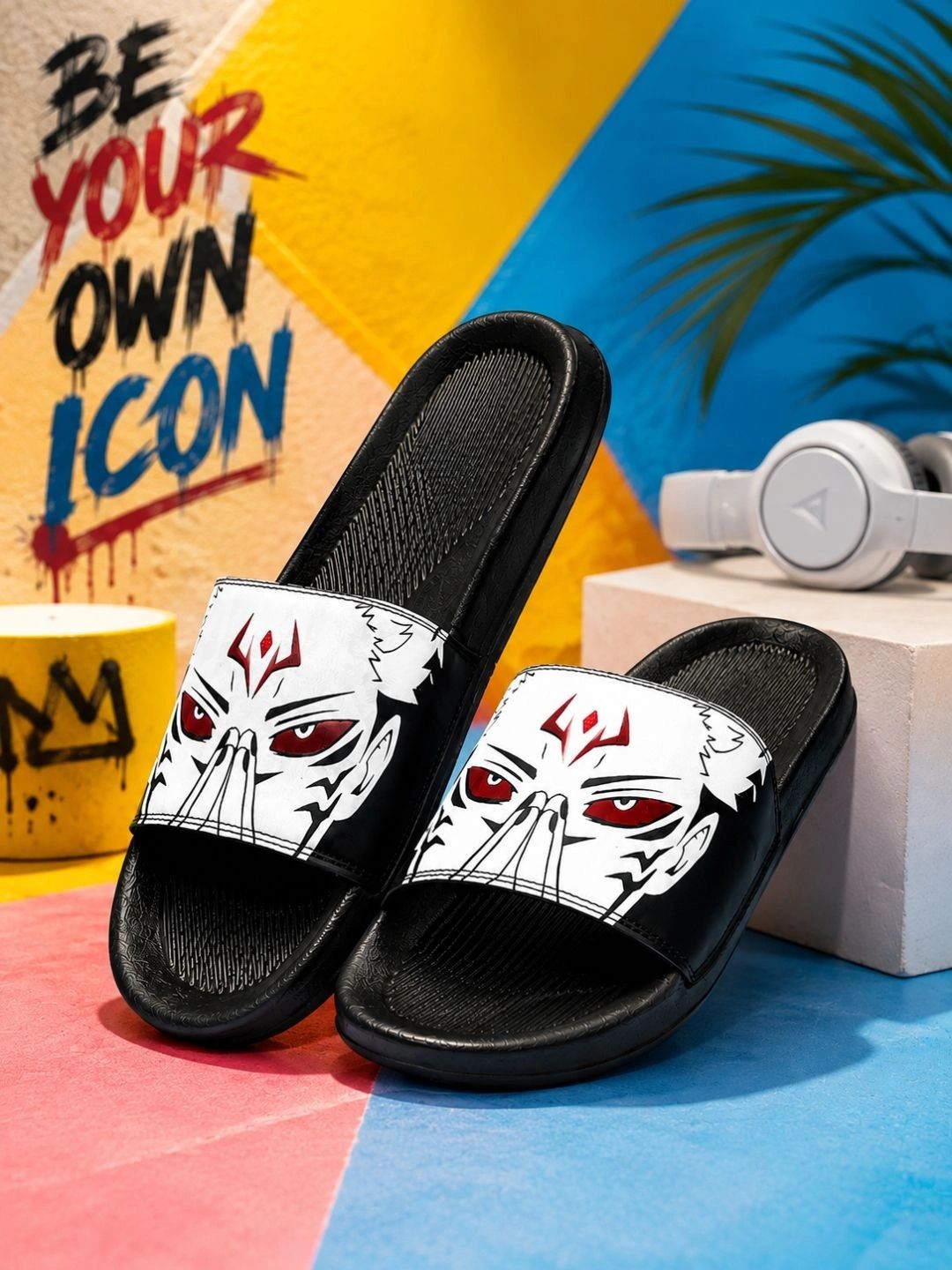 Apratim Men Printed Sliders Flip Flops