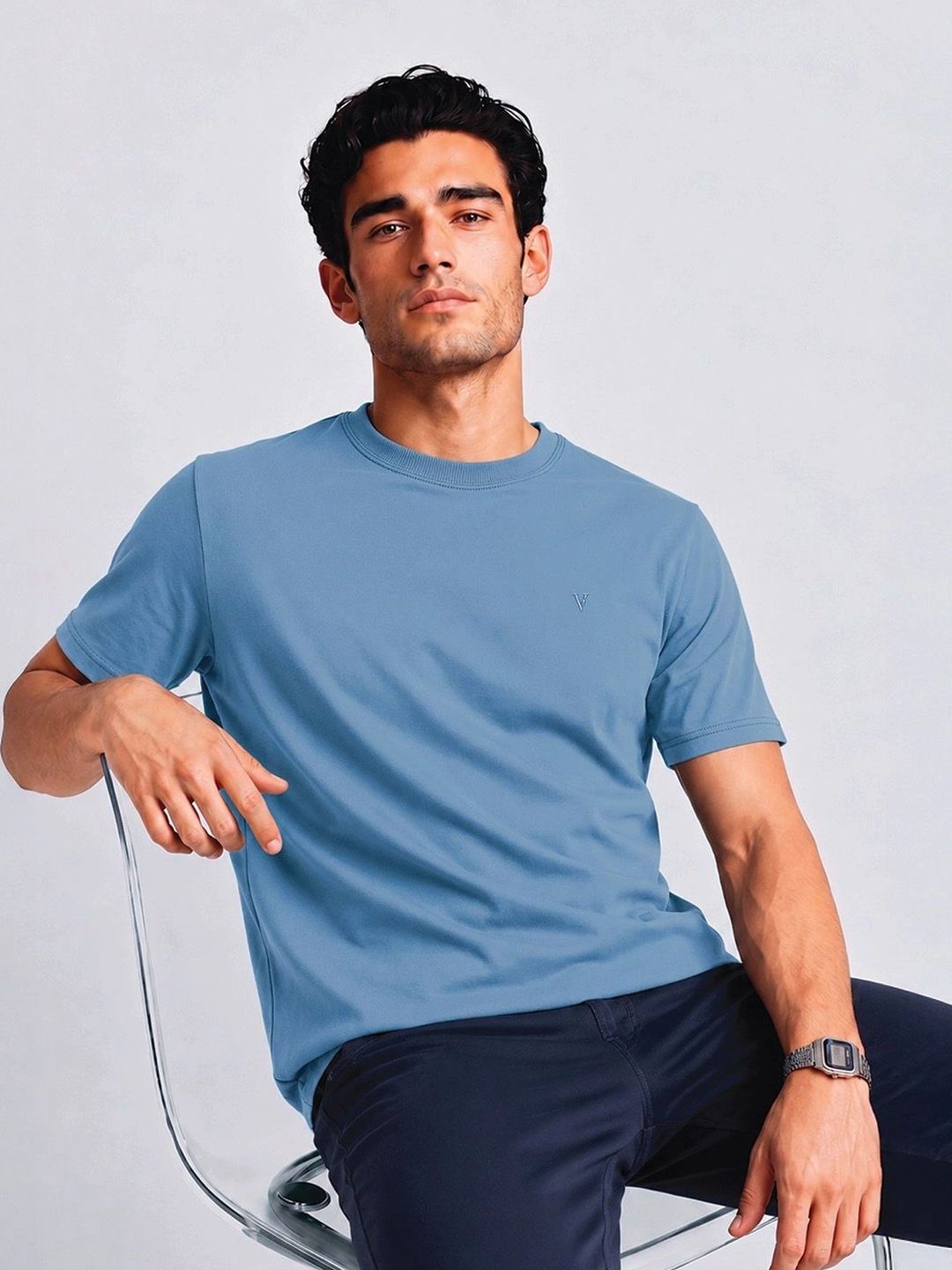 Van Heusen Innerwear Van Heusen Men Cotton Crew Neck Regular Fit Short Sleeves Soft Breathable Lounge Tshirt