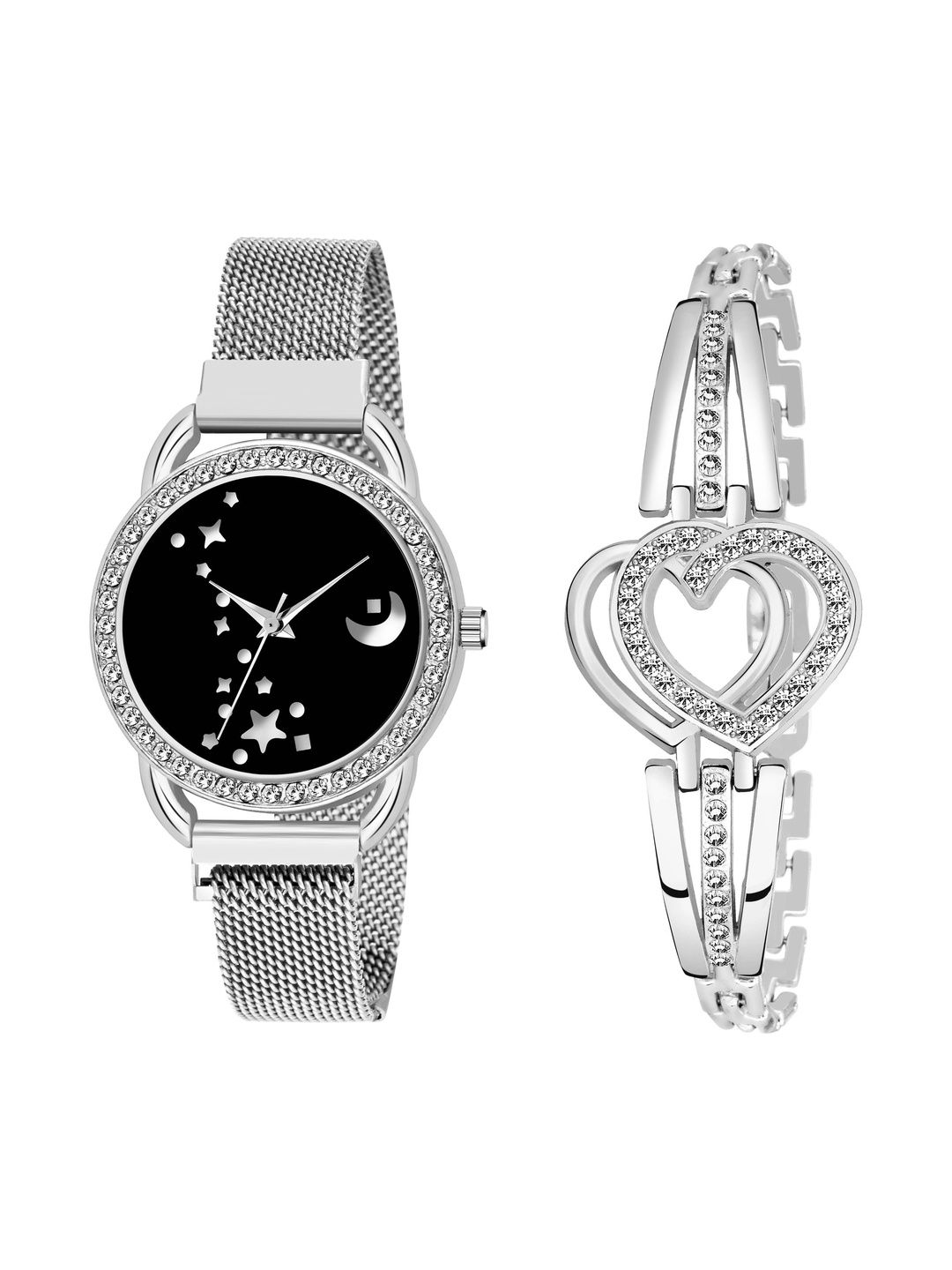 Kingland Kingland Men Dial & Straps Analogue Watch C_23_Silver_Idaka_chand_Silver Heart Bracelet