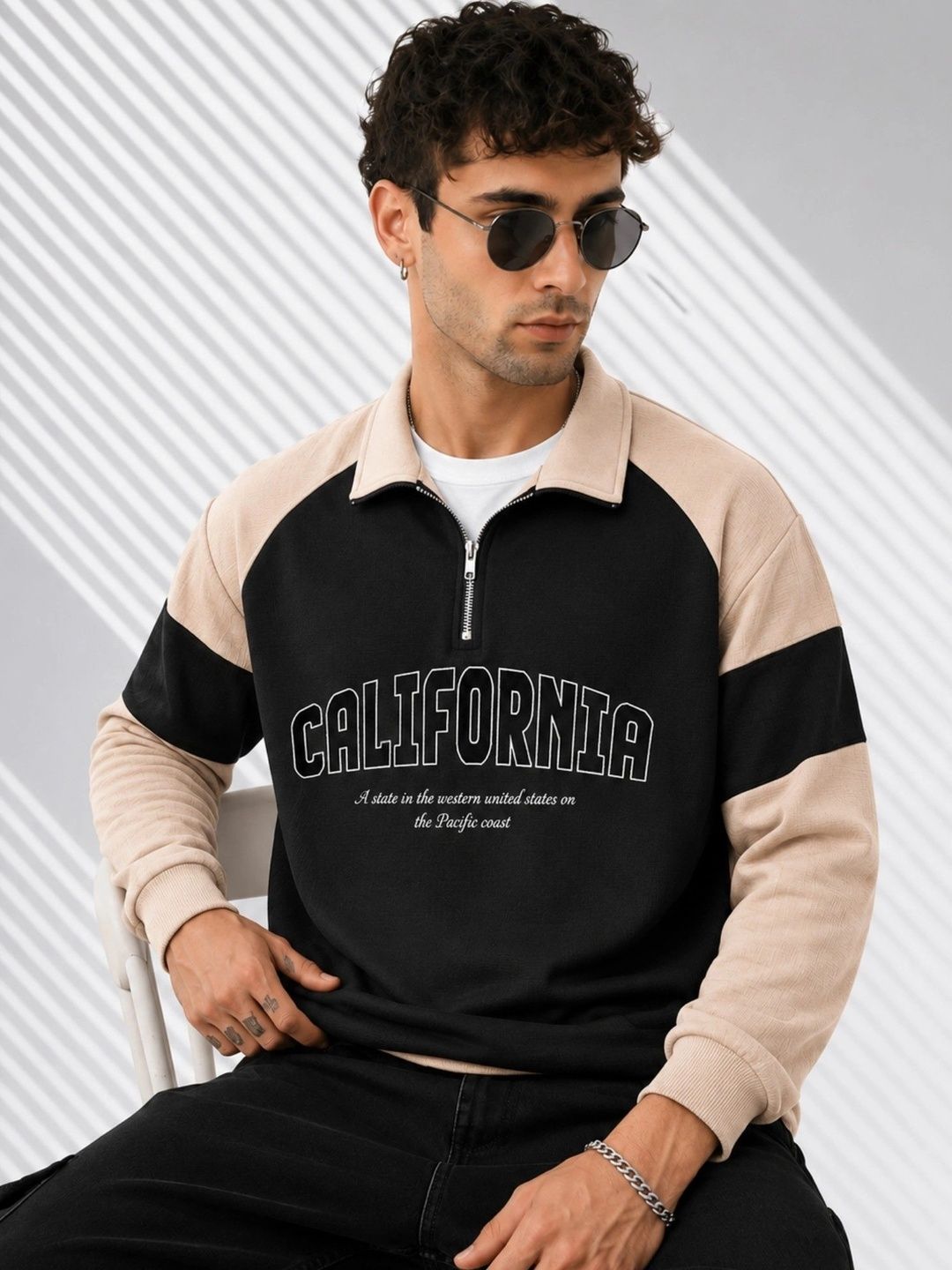 JUMPCUTS Men Typography Colourblocked Polo Collar T-shirt