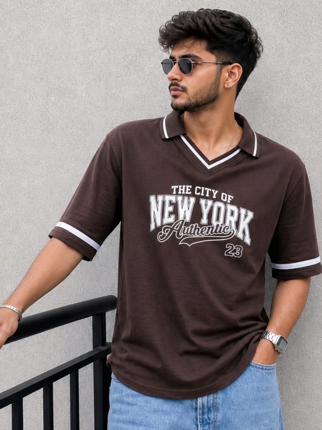 JUMPCUTS JUMPCUTS Men Typography Printed Polo Collar T-shirt