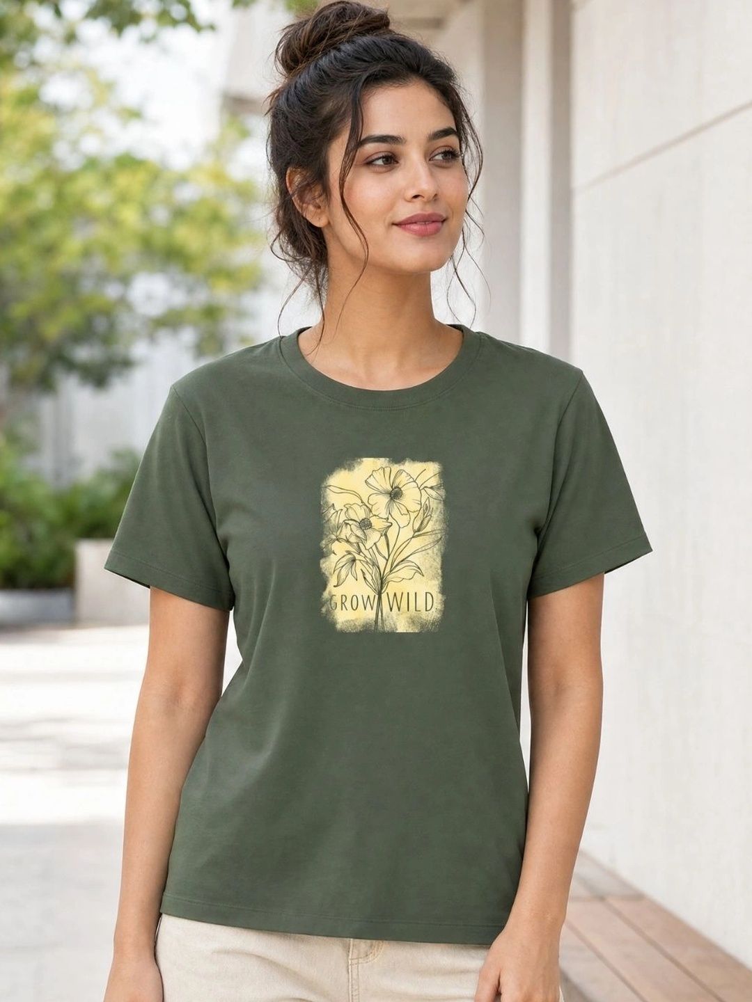 NOBERO Women Printed Pure Cotton T-shirt