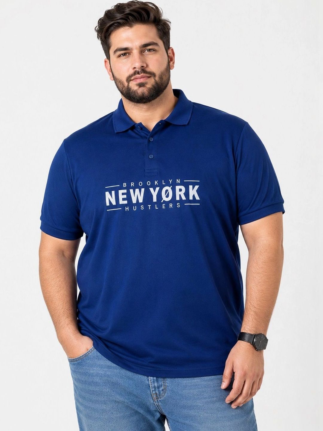 TISSORA Men Typography Printed Polo Collar T-shirt