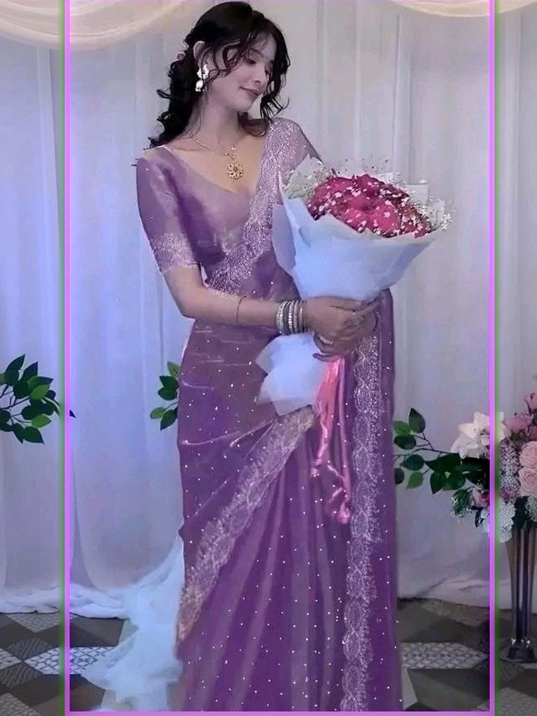 GULLAK Embellished Satin Saree