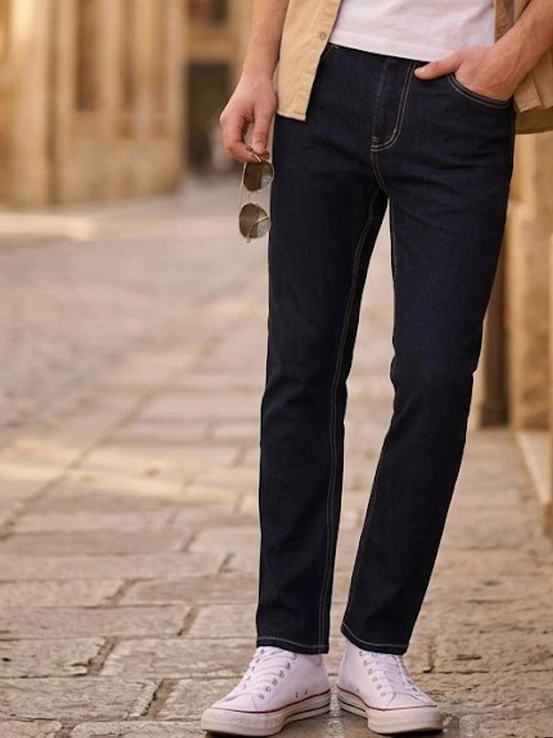 Urbano Fashion Men Straight Fit Mid-Rise Heavy Fade Stretchable Jeans