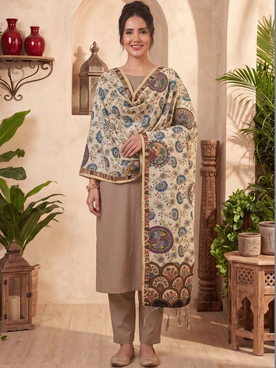 LUMIN KNOT Printed Kalamkari Dupatta