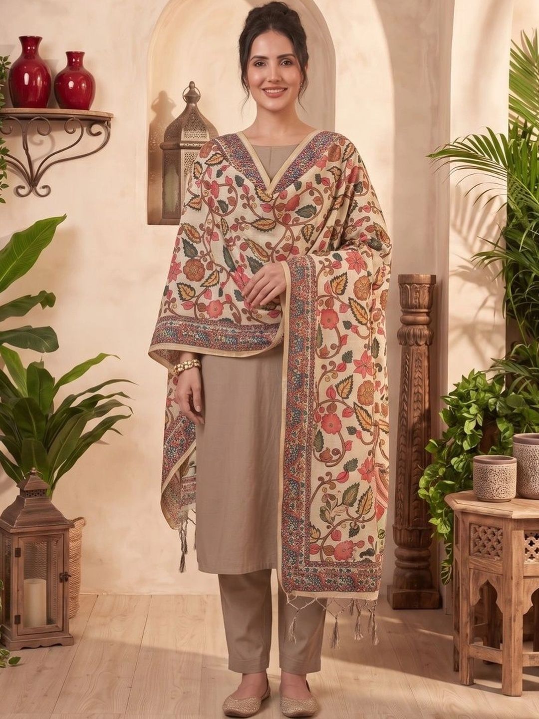 LUMIN KNOT Printed Kalamkari Dupatta